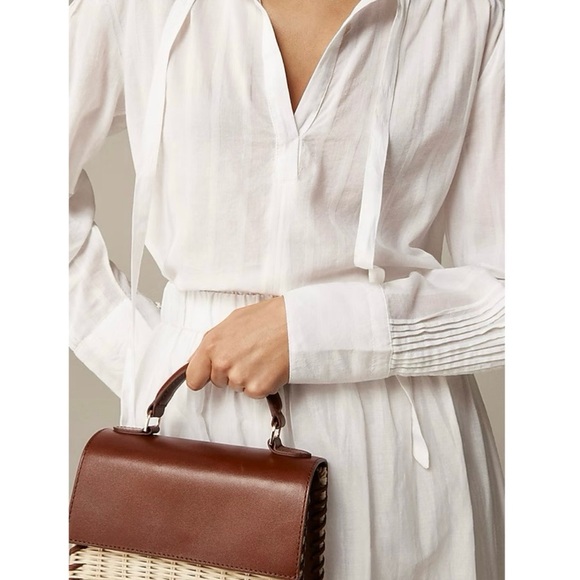 J. Crew Tops - J. Crew V-neck Tie Top in White Cotton Dobby Size Small